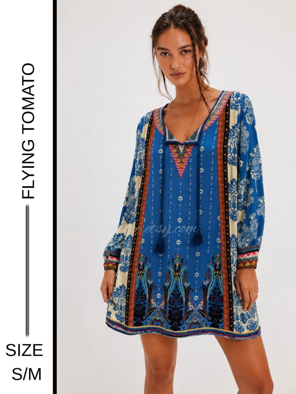 MSRP $58✨ Flying Tomato Boho Paisley Shift Mini Dress Tunic | Size S (fits S-M)✨